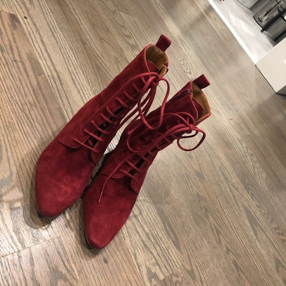 Miista red suede lace up boots - Picture 3 of 6